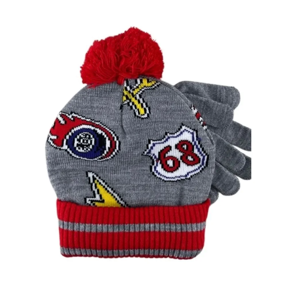 Hot Wheels Boys Beanie Hat & Glove Set